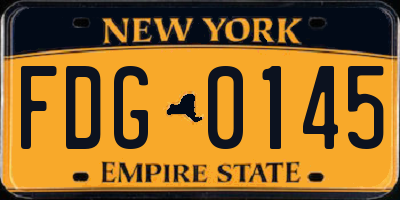 NY license plate FDG0145