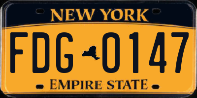 NY license plate FDG0147