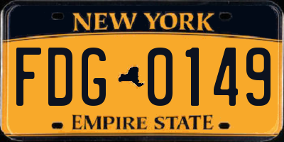 NY license plate FDG0149