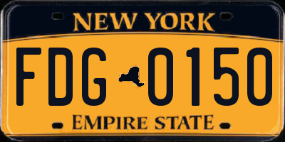 NY license plate FDG0150