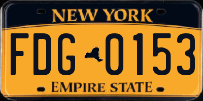 NY license plate FDG0153