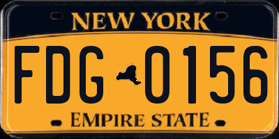 NY license plate FDG0156
