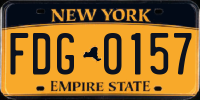 NY license plate FDG0157