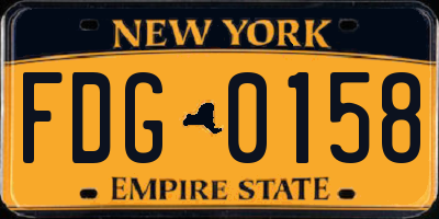 NY license plate FDG0158