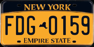 NY license plate FDG0159
