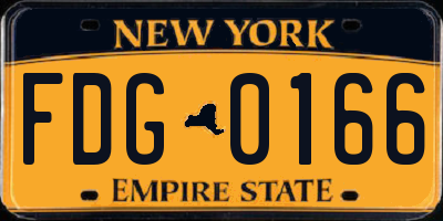 NY license plate FDG0166