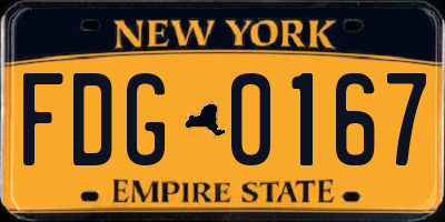 NY license plate FDG0167