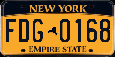 NY license plate FDG0168