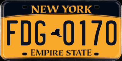 NY license plate FDG0170