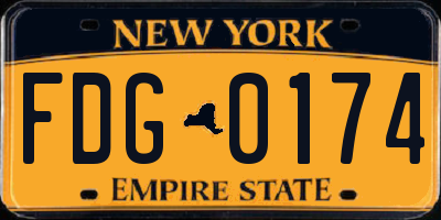 NY license plate FDG0174