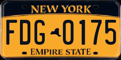 NY license plate FDG0175