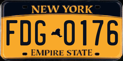 NY license plate FDG0176