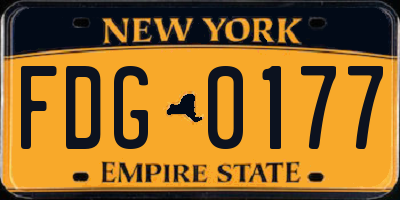 NY license plate FDG0177