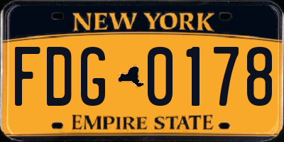 NY license plate FDG0178
