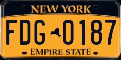NY license plate FDG0187