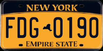 NY license plate FDG0190