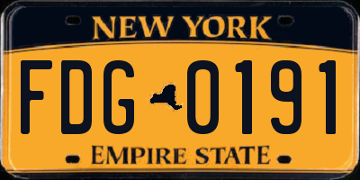 NY license plate FDG0191