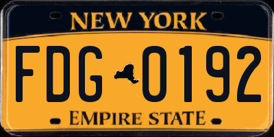NY license plate FDG0192