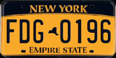 NY license plate FDG0196