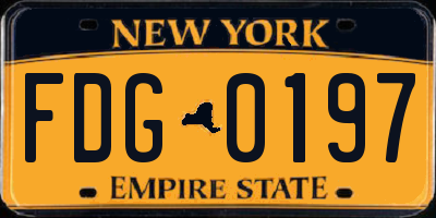 NY license plate FDG0197