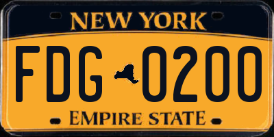 NY license plate FDG0200