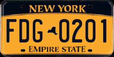 NY license plate FDG0201