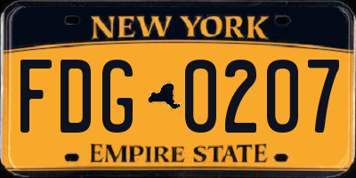 NY license plate FDG0207