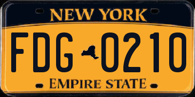 NY license plate FDG0210