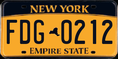 NY license plate FDG0212