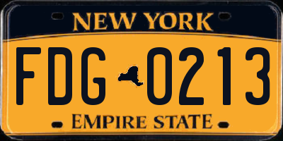 NY license plate FDG0213