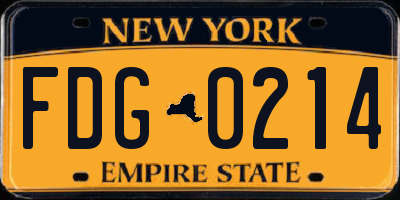 NY license plate FDG0214