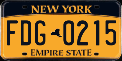 NY license plate FDG0215