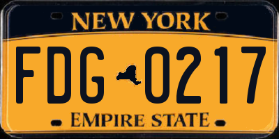 NY license plate FDG0217