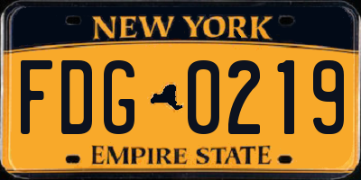 NY license plate FDG0219