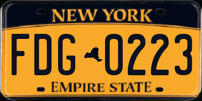 NY license plate FDG0223