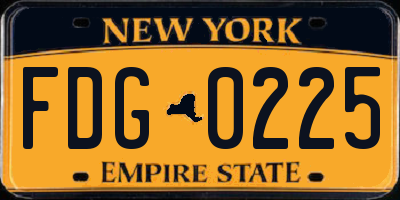 NY license plate FDG0225