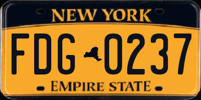 NY license plate FDG0237