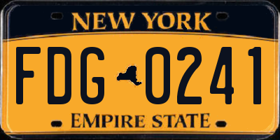 NY license plate FDG0241
