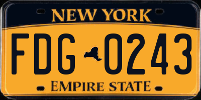 NY license plate FDG0243