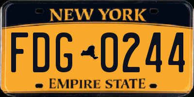 NY license plate FDG0244