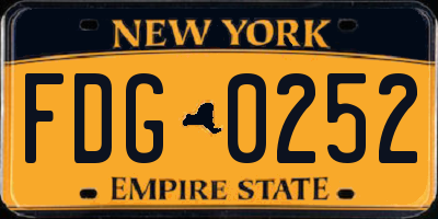 NY license plate FDG0252