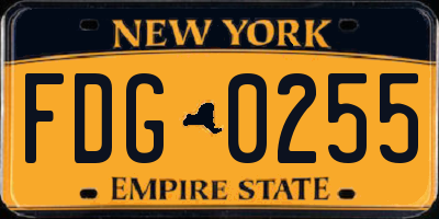 NY license plate FDG0255