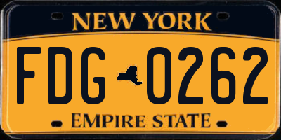 NY license plate FDG0262