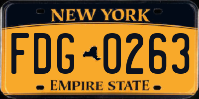 NY license plate FDG0263