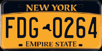NY license plate FDG0264