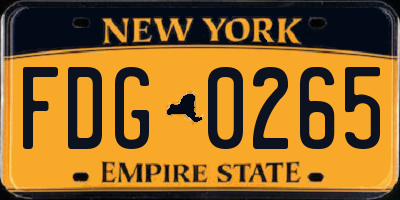 NY license plate FDG0265