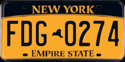 NY license plate FDG0274