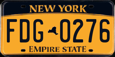 NY license plate FDG0276