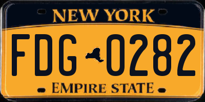 NY license plate FDG0282