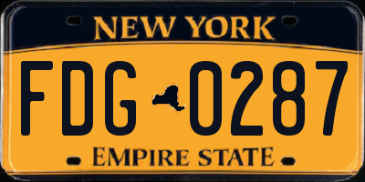 NY license plate FDG0287